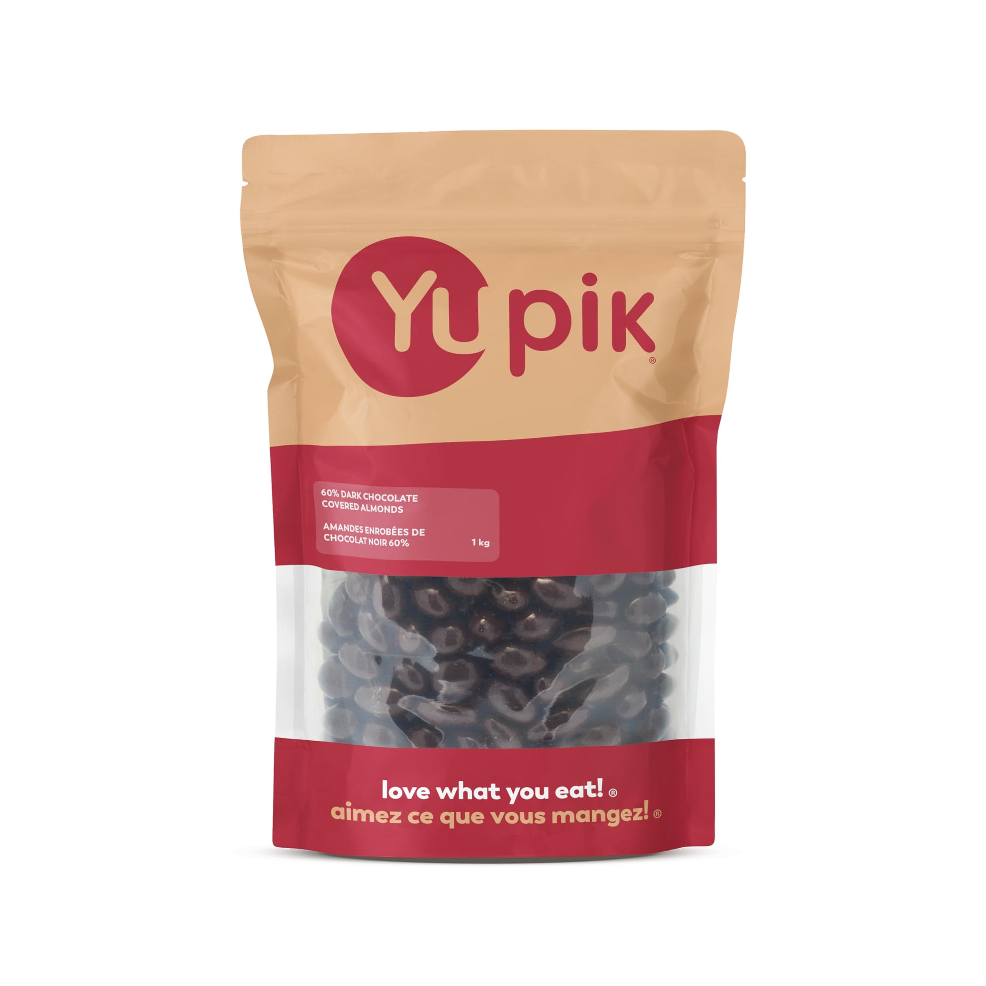 Yupik Dark Chocolate Almonds – 60% Cacao, 1 kg, Kosher Certified, Whole Nuts with Rich Chocolate Coating