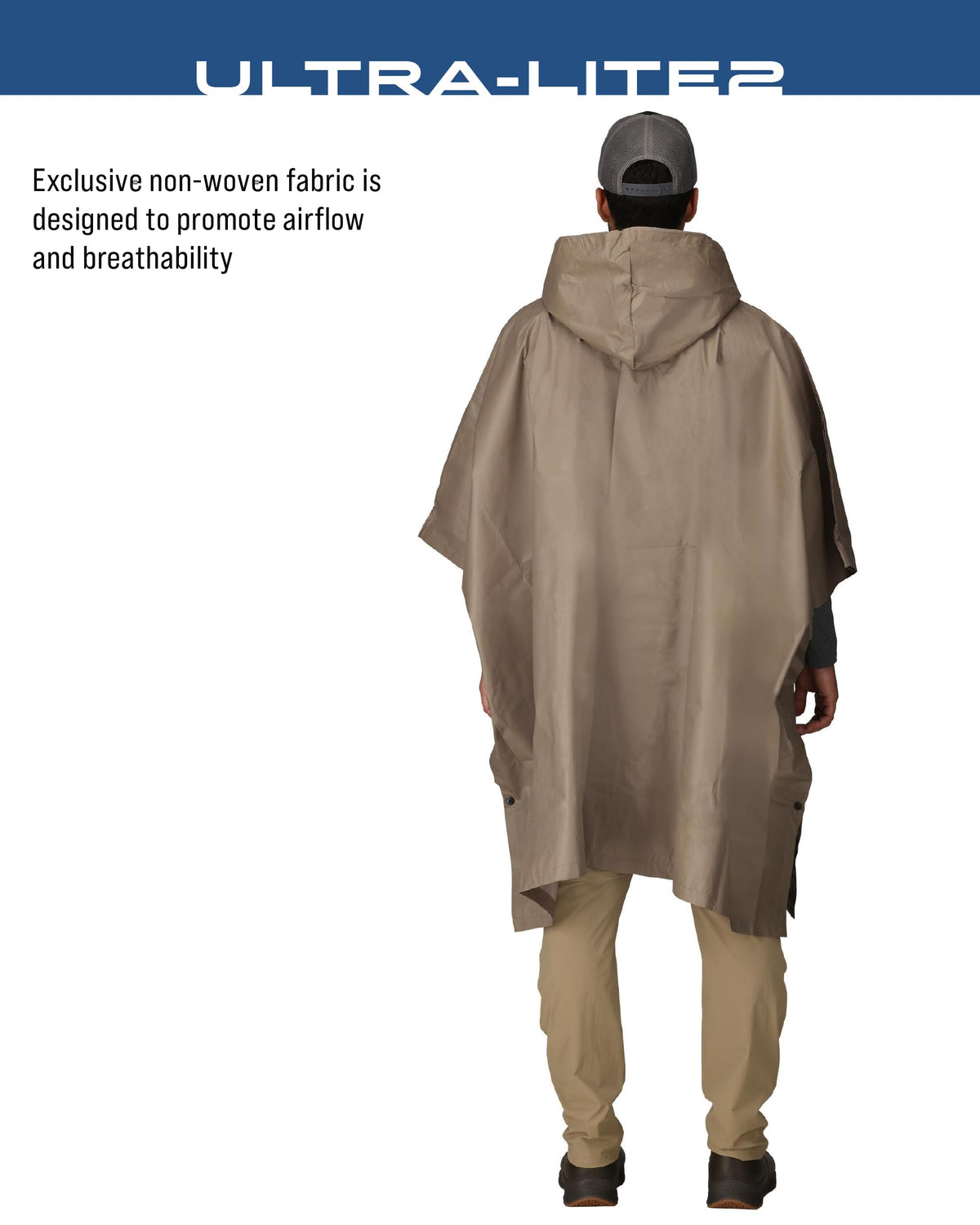 FROGG TOGGS Ultra-lite2 Waterproof, Breathable Rain Poncho, Adult and Youth Sizes, Khaki, One Size