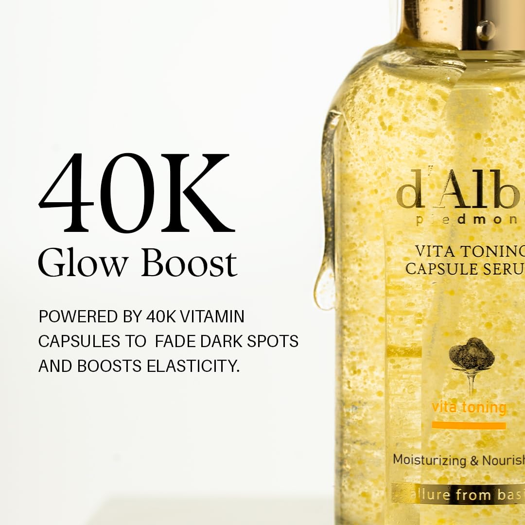 d'alba Piedmont Vita Toning Capsule Serum (100ml), Large Size, Daily Vita Boost for Luminous Skin, Double Vitamin Formula - Available at All In One Marketplace Canada