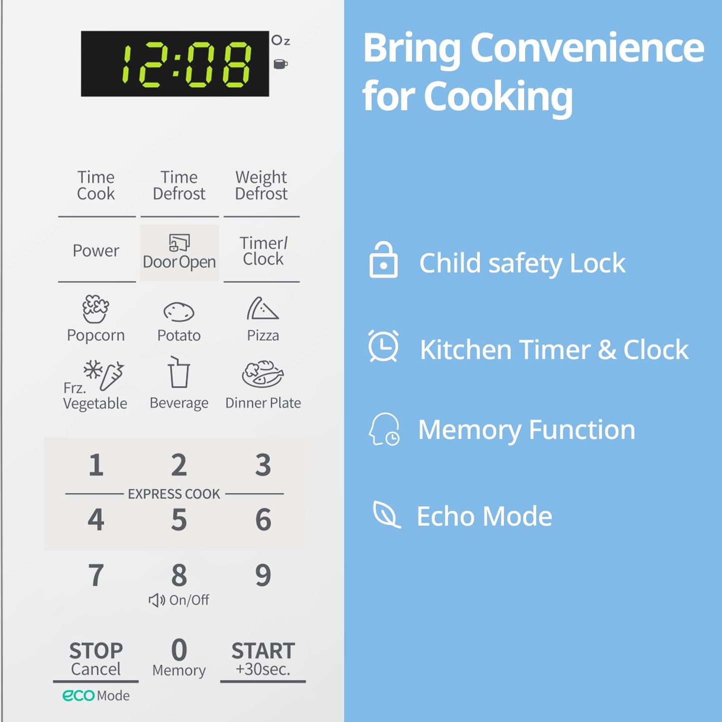 COMFEE' Countertop Microwave Oven, 0.7 Cu. Ft., 700W, White COMFEE'