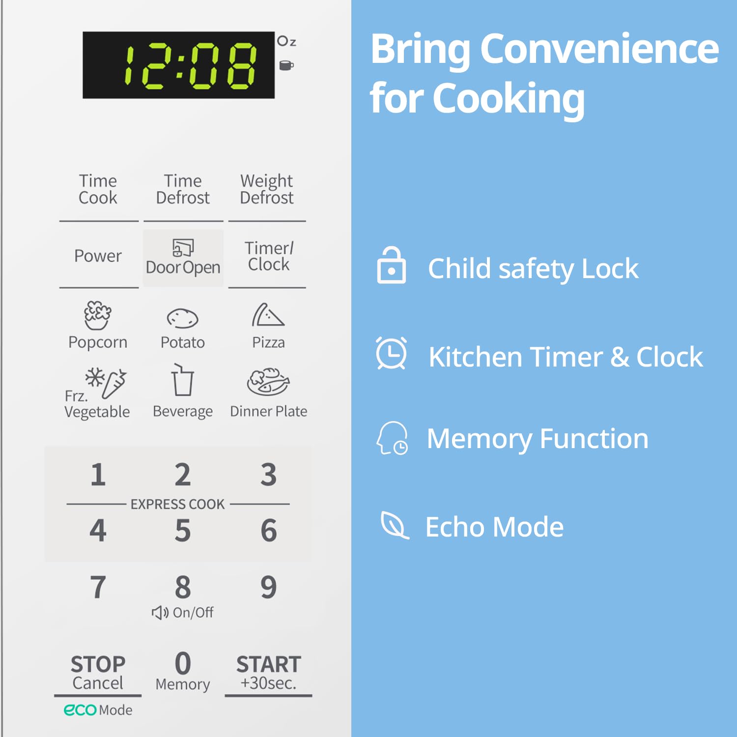 COMFEE' Countertop Microwave Oven, 0.7 Cu. Ft., 700W, White COMFEE'