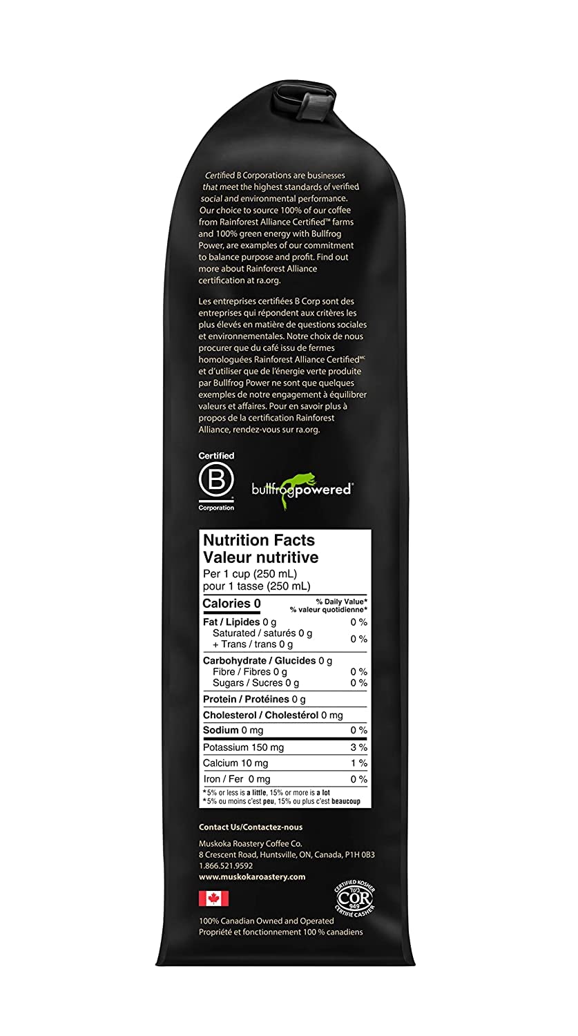 Muskoka Roastery Coffee, Black Bear, Decaf, Whole Bean Coffee, 400g