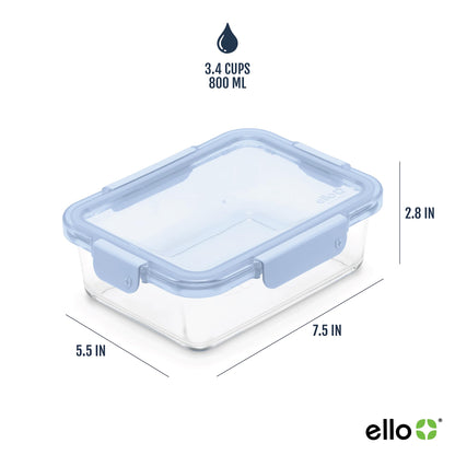 Ello 3.4 Cup 10Pc, 5 Pack Glass Meal Prep Sets Leak-Proof Glass Food Storage Containers with Airtight BPA-Free Plastic Lids, Dishwasher, Microwave, and Freezer Safe