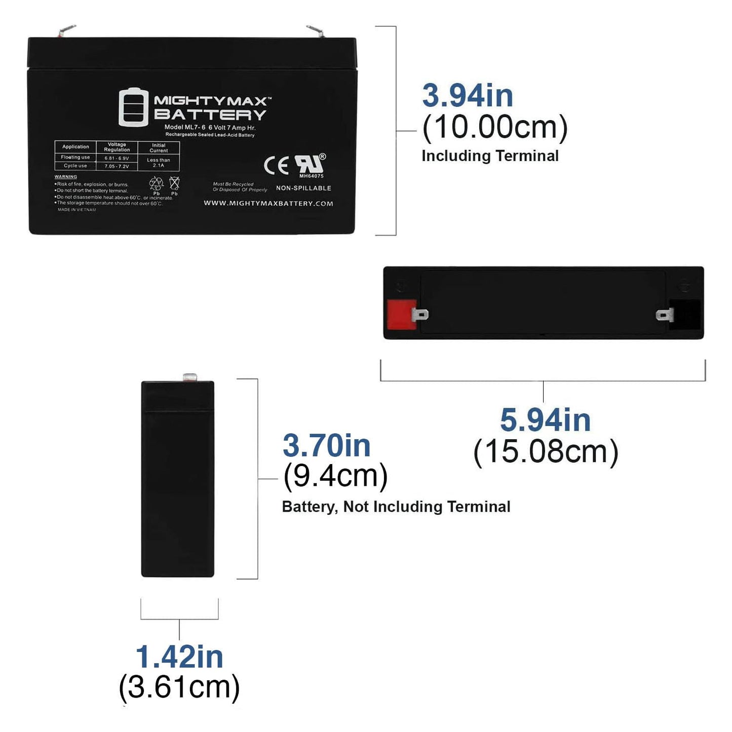 Mighty Max Battery 6 Volt 7AH SLA Battery ML7-6, Brand Product Mighty Max Battery