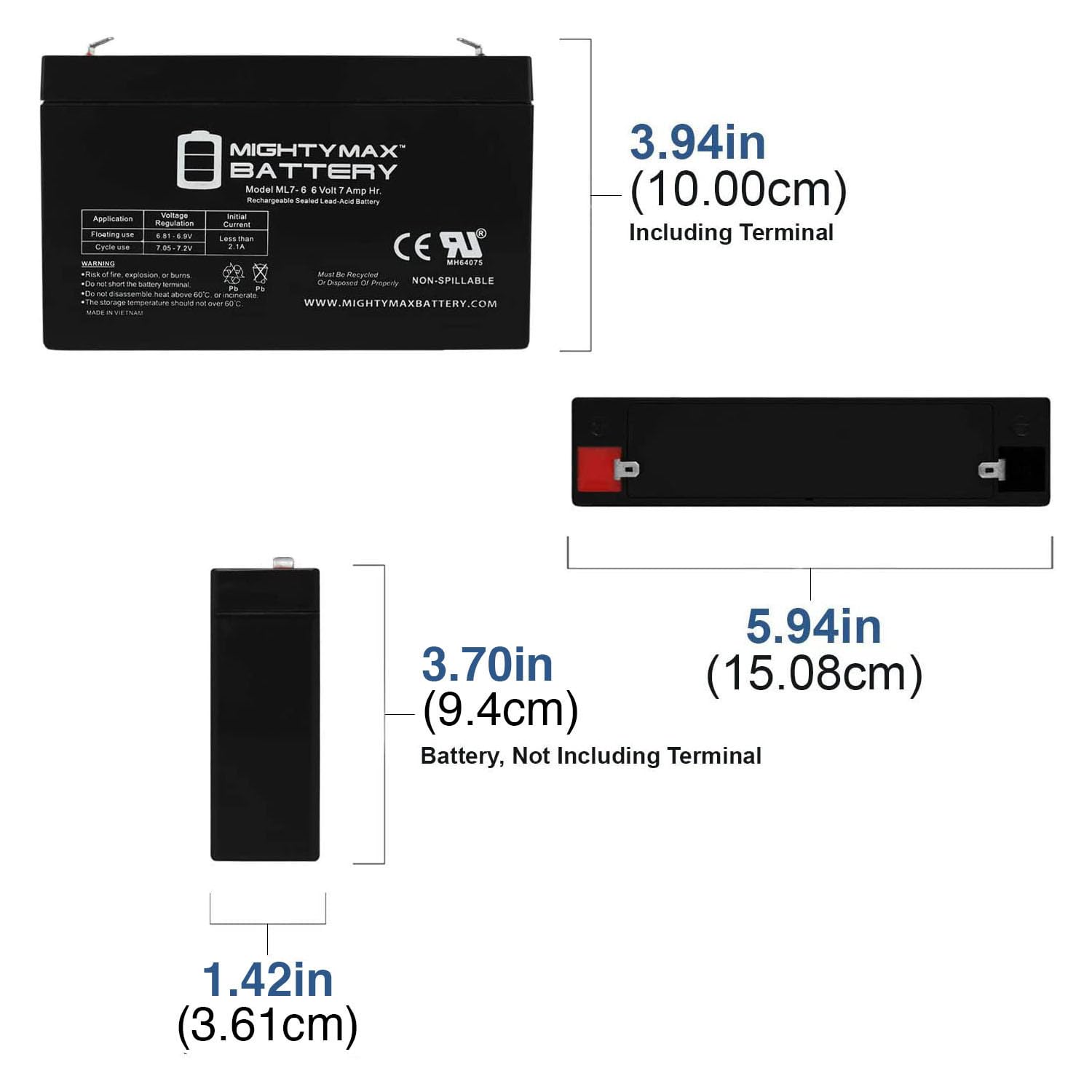 Mighty Max Battery 6 Volt 7AH SLA Battery ML7-6, Brand Product Mighty Max Battery