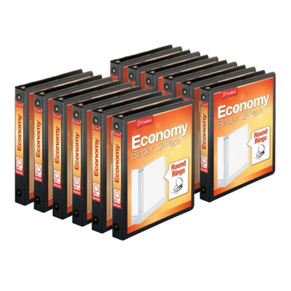 Cardinal Binders, Economy Value ClearVue, 1-Inch Round Ring, 225-Sheet Capacity, Black, Non-Stick Covers, 2 Pockets, Case of 12, for School, Office or Home Filing 🍁 All In One Marketplace Canada
