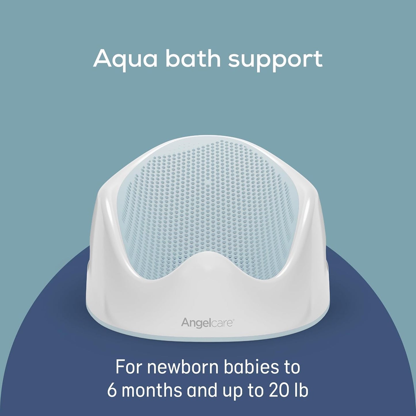 Angelcare Baby Bath Support, Aqua, for babies less than 6 months of age, Made in Canada
