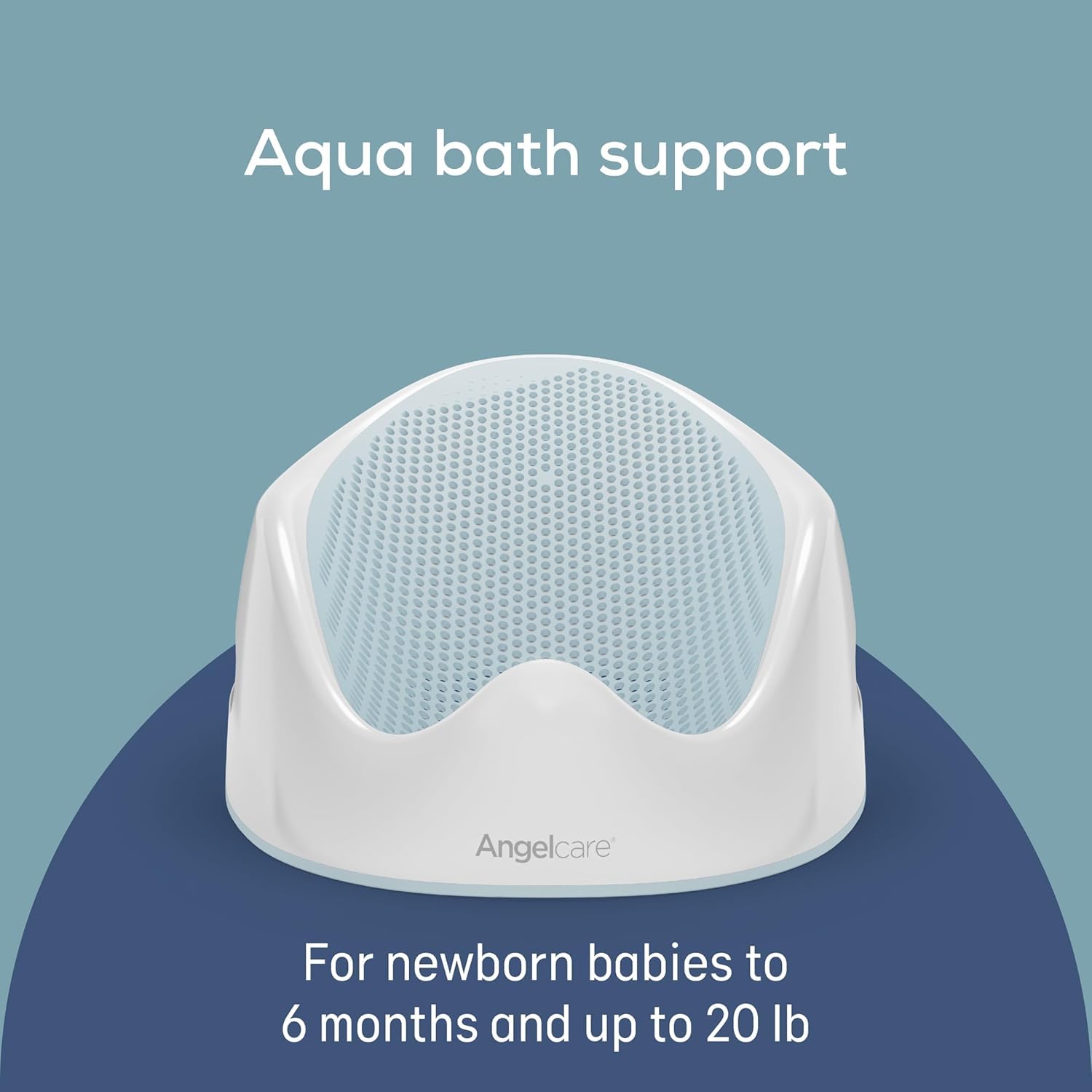 Angelcare Baby Bath Support, Aqua, for babies less than 6 months of age, Made in Canada