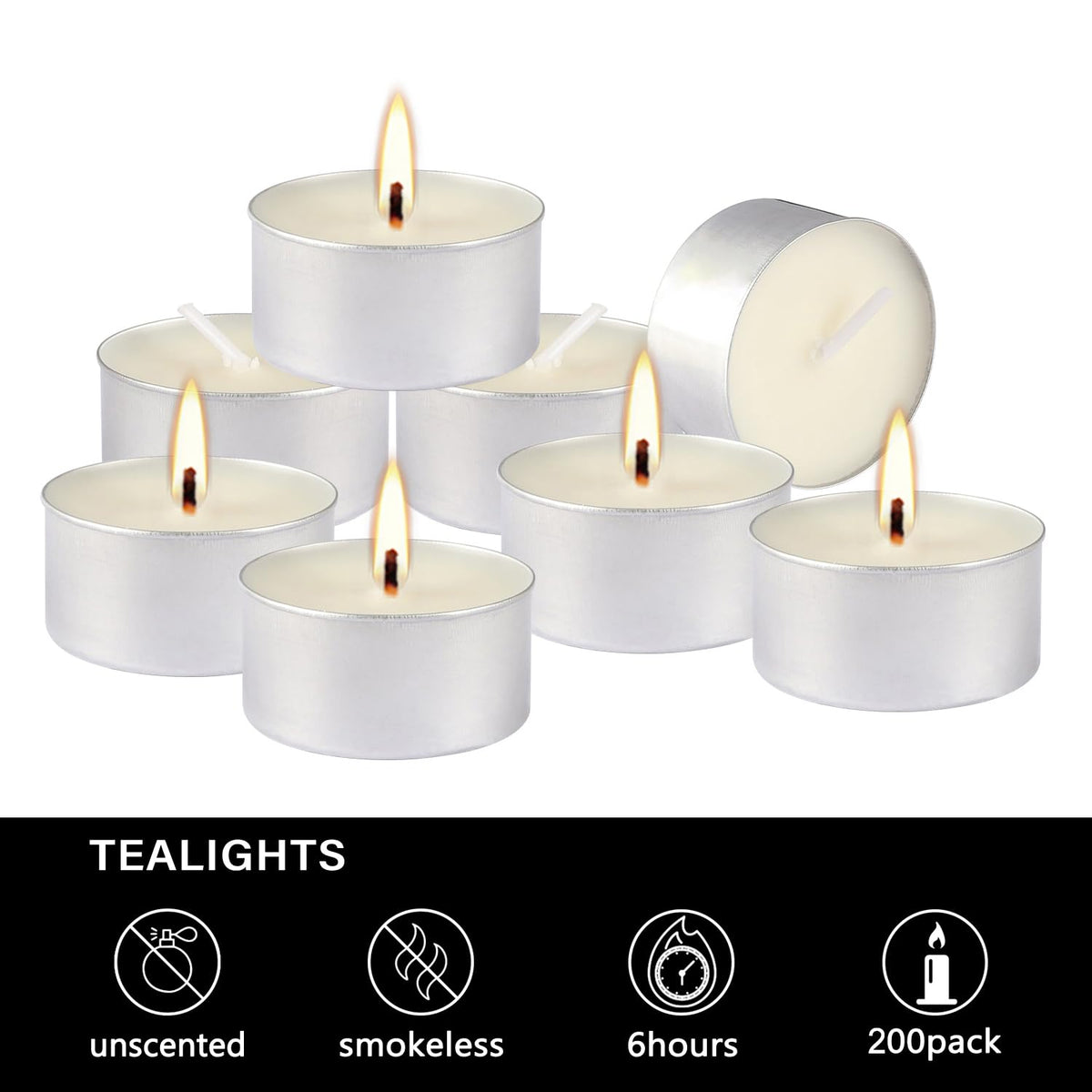 200-Pack 6-Hour White Smokeless Unscented Tealight Candles | Long-Burning Votives for Shabbat, Weddings, Christmas, Home Decor, Dinner Parties, Churches, Centerpieces & Holiday Events 🍁 All In One Marketplace Canada