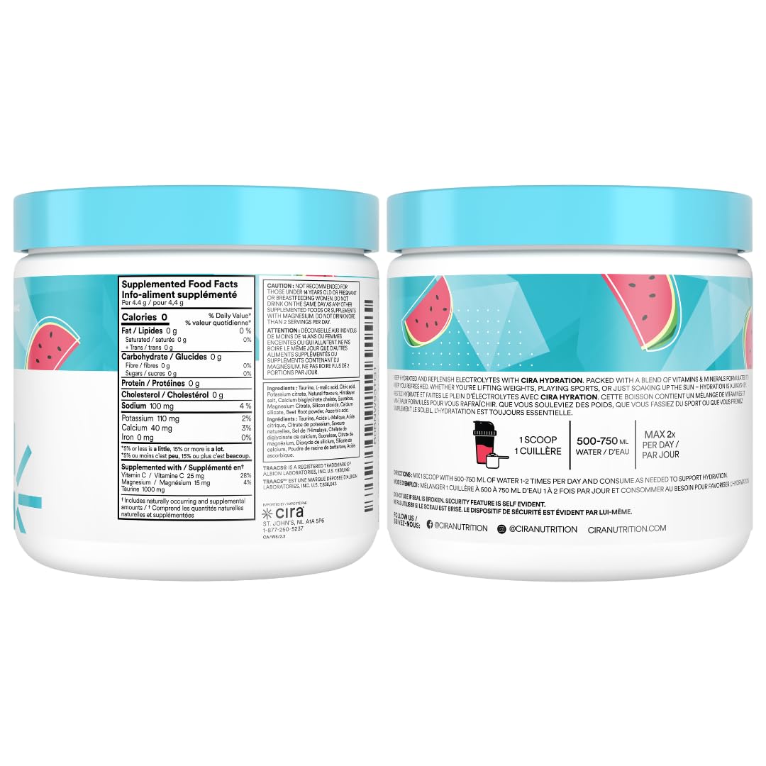 Cira Hydration Electrolytes Powder - Daily Electrolyte Powder, Sugar Free w/Himalayan Salt, Magnesium, & Potassium, Hydration Powder for Dehydration Relief & Recovery - Watermelon Sugar, 45 Servings