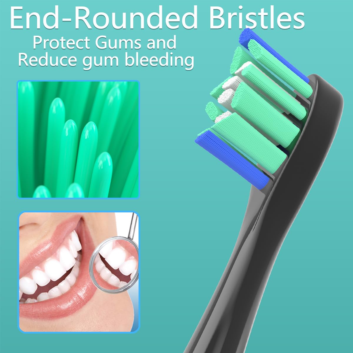 Toothbrush Head Compatible with Philips Sonicare Electric Toothbrush, Replacement Brush Heads for Phillips Sonicare 4100 5100 6100 9900 C2 W3 and More Click-on Handles (8white+8black) - Available at All In One Marketplace Canada