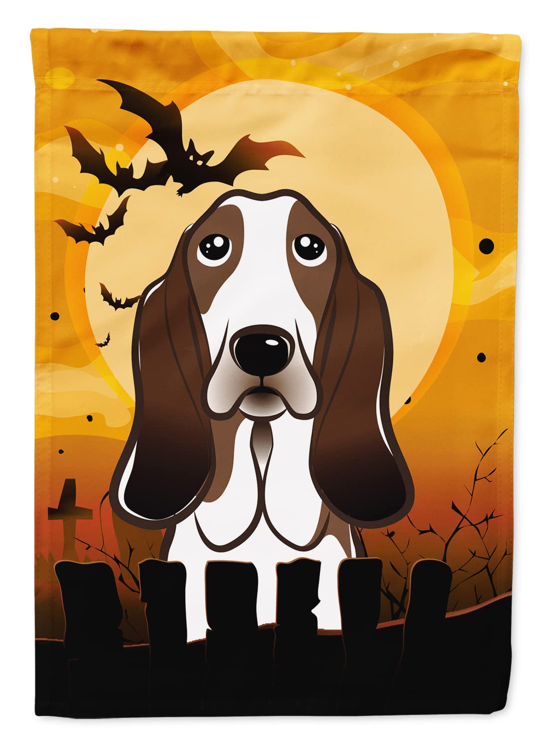 Caroline's Treasures BB1801GF Halloween Basset Hound Garden Size Flag, Small, Multicolor