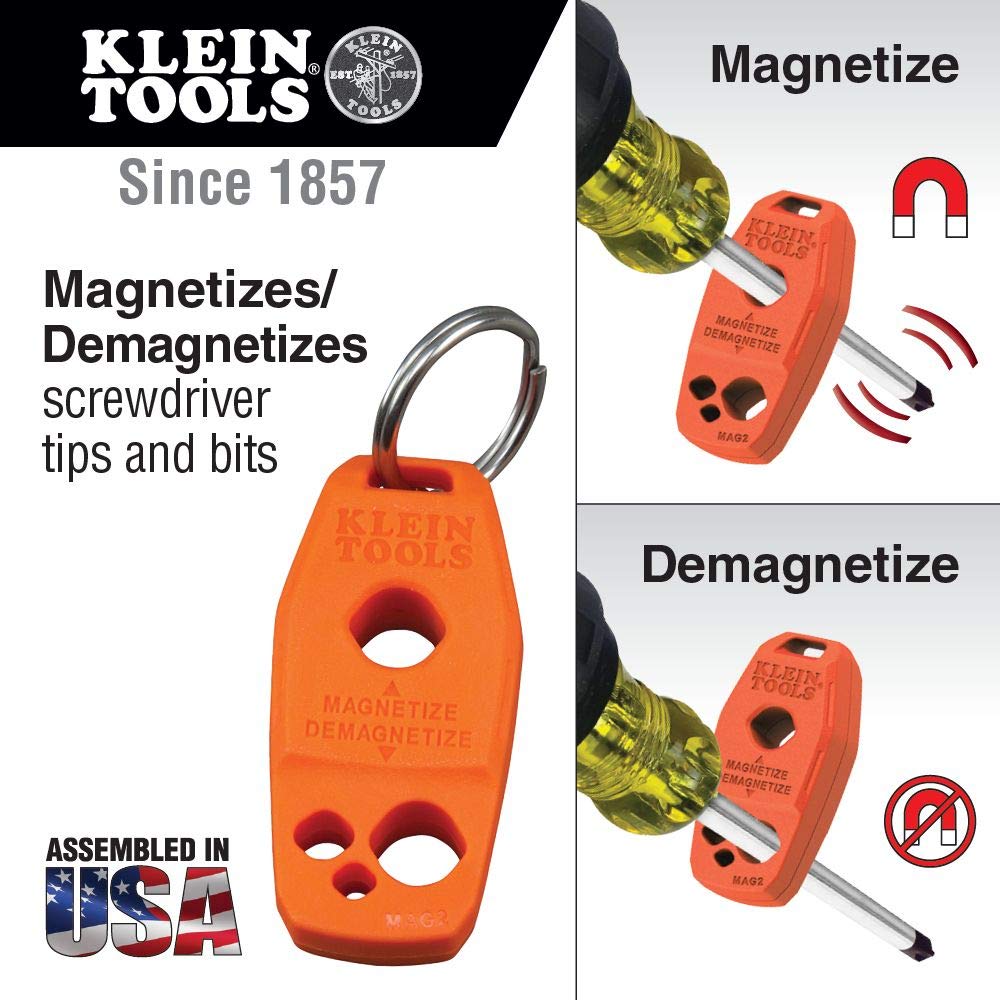 Klein Tools MAG2 Demagnetizer/Magnetizer for Screwdriver Bits and Tips, Makes Tools Magnetic, Home Improvement, Rare-Earth Magnet