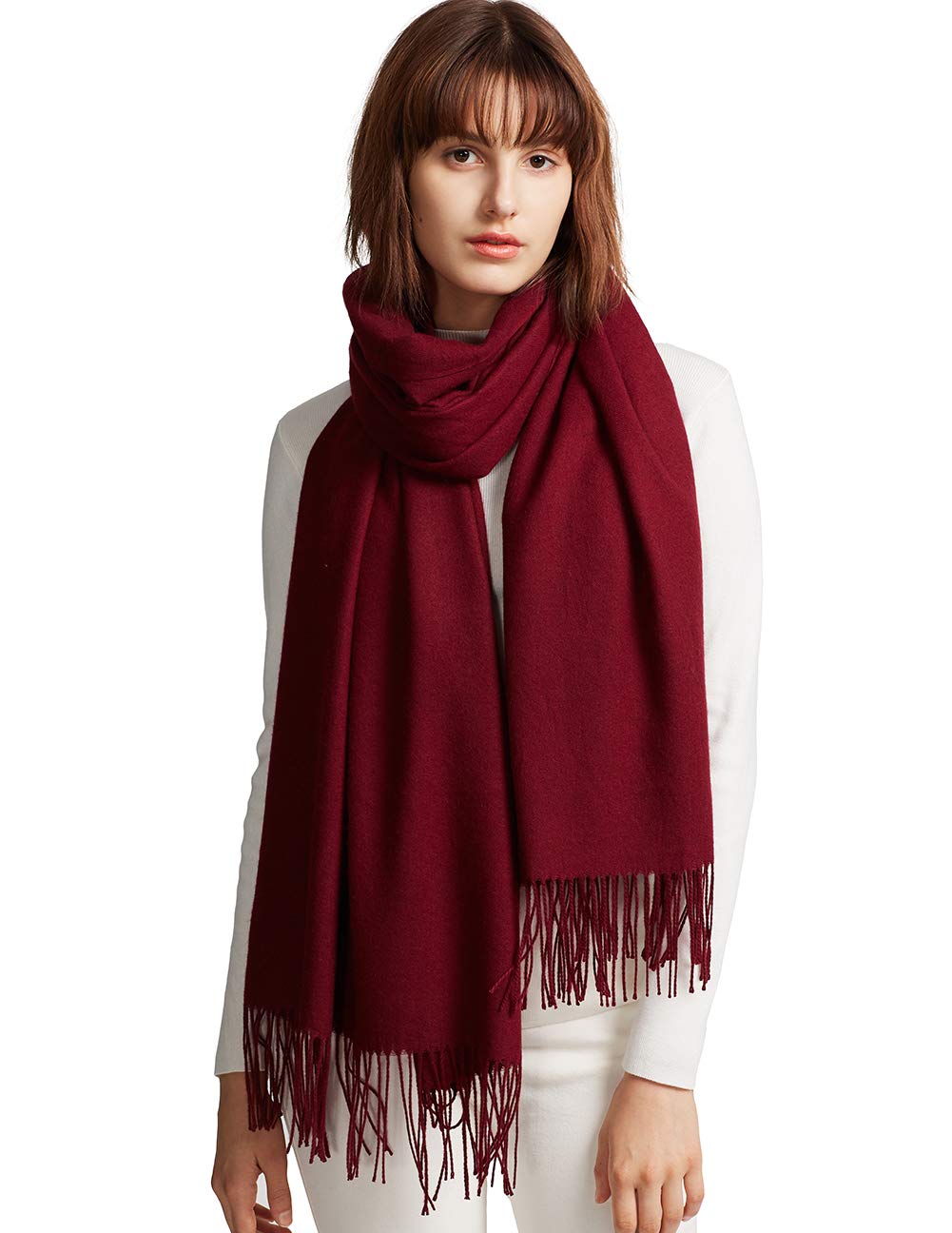 MaaMgic Women's Large Soft Feel Pashmina Shawls Wraps Light Winter Scarf,Burgundy 🍁 All In One Marketplace Canada