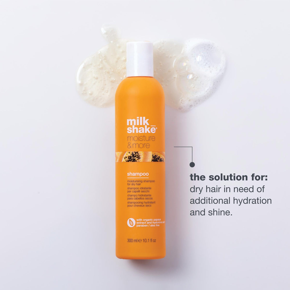 milk_shake Moisture & More Shampoo - Moisturizing Shampoo for Dry, Dull Hair | Restores Moisture and Shine | Tropical Scent | 10.1 Fl Oz (300 ml)