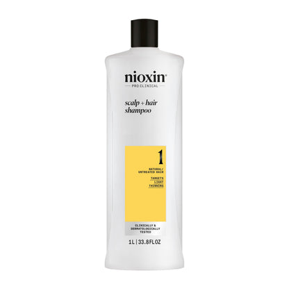 Nioxin System 1 Scalp + Hair Thickening Shampoo | For Natural Hair with Light Thinning | Strengthen Against Breakage with Niacinamide & Biotin | 33.8 Fl Oz NIOXIN