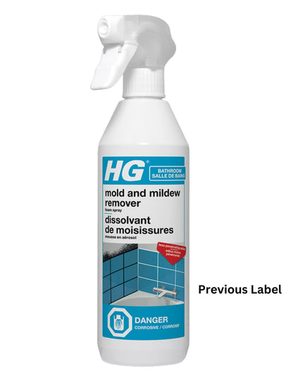 HG Mould Remover Foam Spray 500 ml - Immediately Eliminates All Moulds - Making Filthy Black Stains Disappear,White