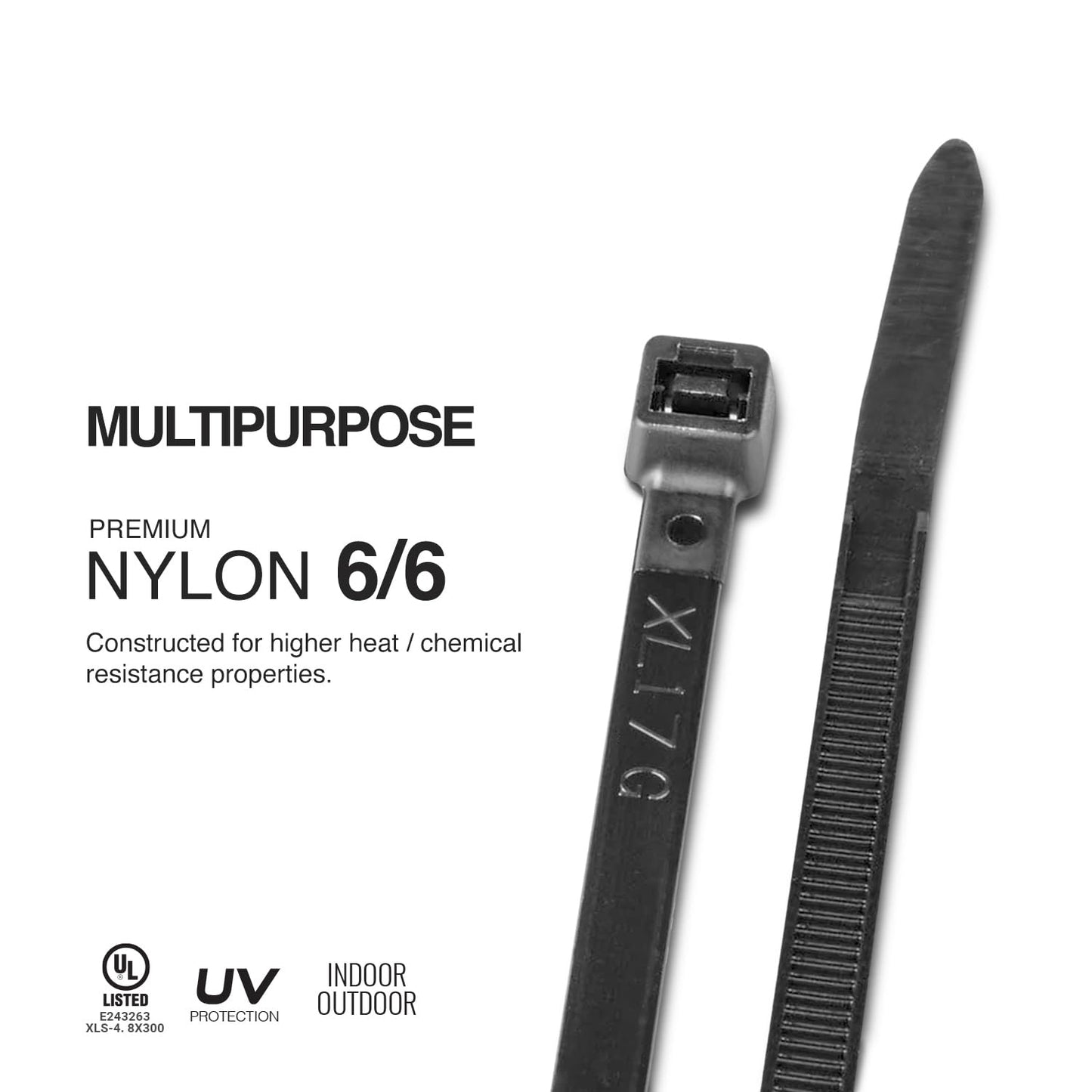 TR Industrial Multi-Purpose UV Resistant Black Cable Ties, 12 inches, 100 Pack