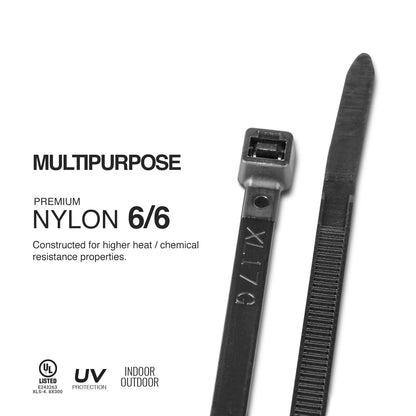 TR Industrial Multi-Purpose UV Resistant Black Cable Ties, 12 inches, 100 Pack