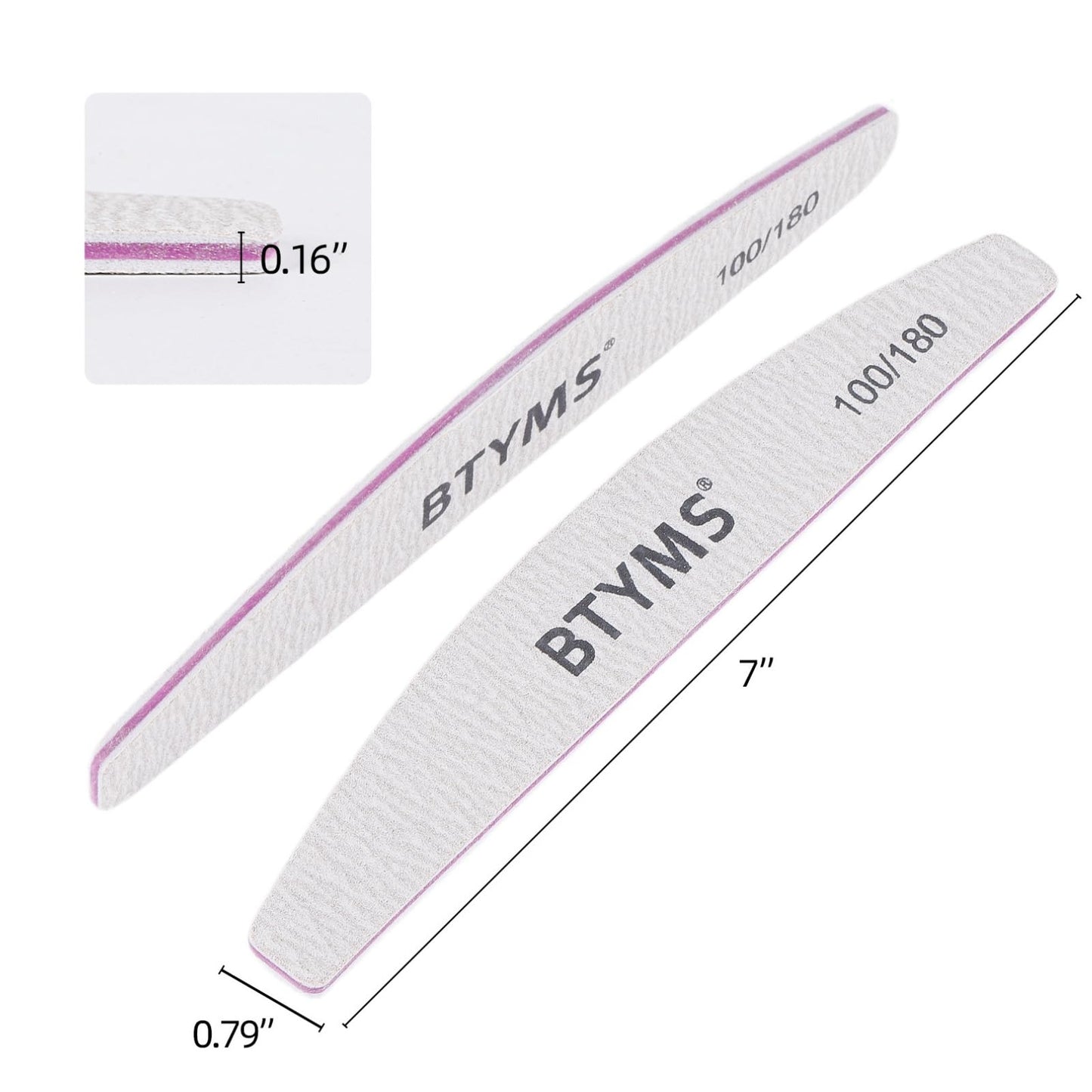 BTYMS 25 Pcs Nail Files 100/180 Grit Double Sided Emery Boards Coarse and Medium Nail File for Acrylic Nails and Natural Nails - Available at All In One Marketplace Canada