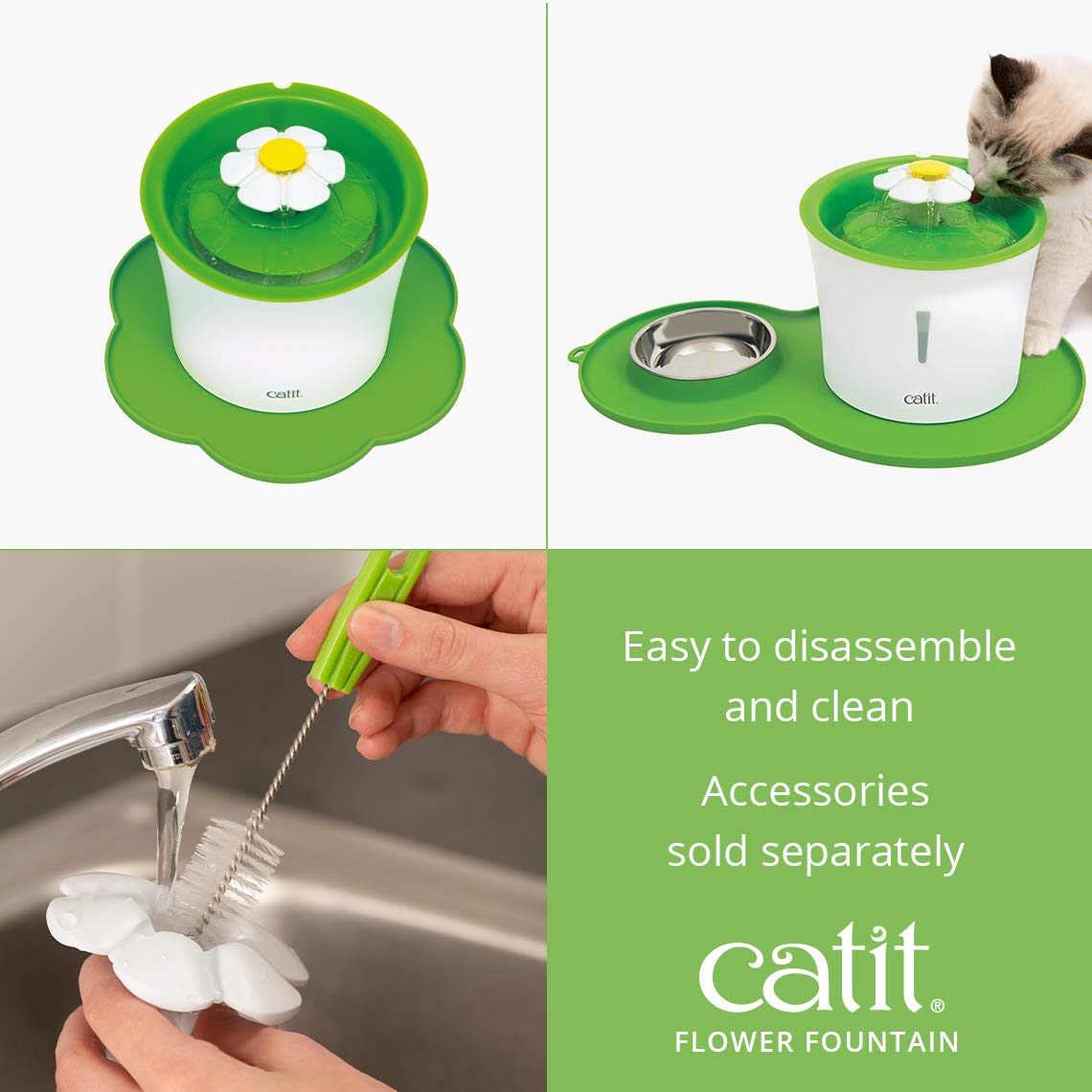 Catit Senses 2.0 Flower Fountain, 3 L Cat Water Fountain, Green 🍁 All In One Marketplace Canada