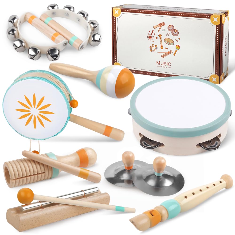 Toddlers Musical Instruments-Baby Montessori Wooden Musical Toys for Toddlers 1-3 Year Old,Kids Percussion Instruments Toy for 1 Year Boy&Girls,Christmas Birthday Gift for 1-3 Year Old 🍁 All In One Marketplace Canada
