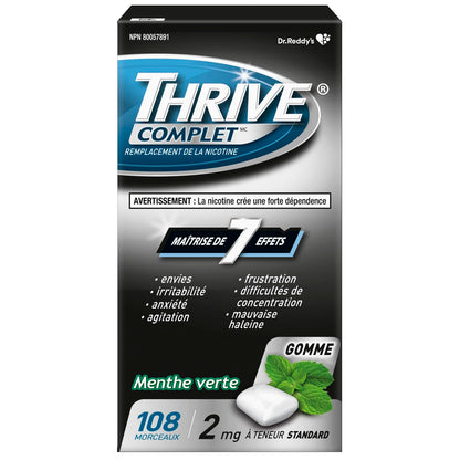 Thrive Complete Nicotine Replacement Gum, 2mg Regular Strength, Spearmint, 108 Count Thrive