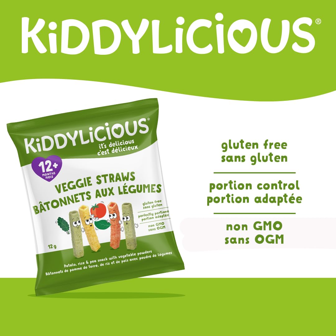 Kiddylicious Veggie Straws | 12+ Months | 9 Portions | 108g Kiddylicious