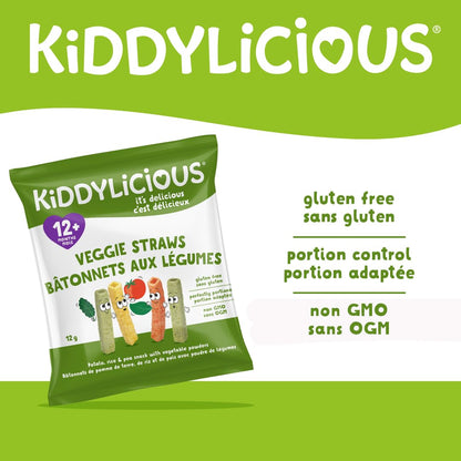 Kiddylicious Veggie Straws | 12+ Months | 9 Portions | 108g Kiddylicious