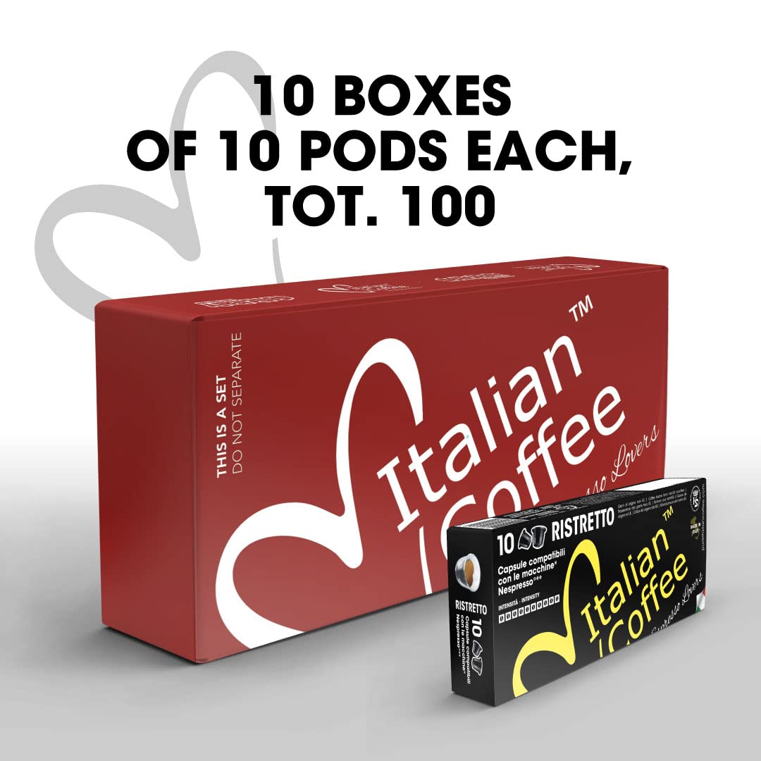 100 Ristretto Espresso Pods – Italian Coffee for Nespresso Original Machines