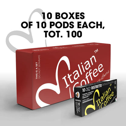 100 Ristretto Espresso Pods – Italian Coffee for Nespresso Original Machines