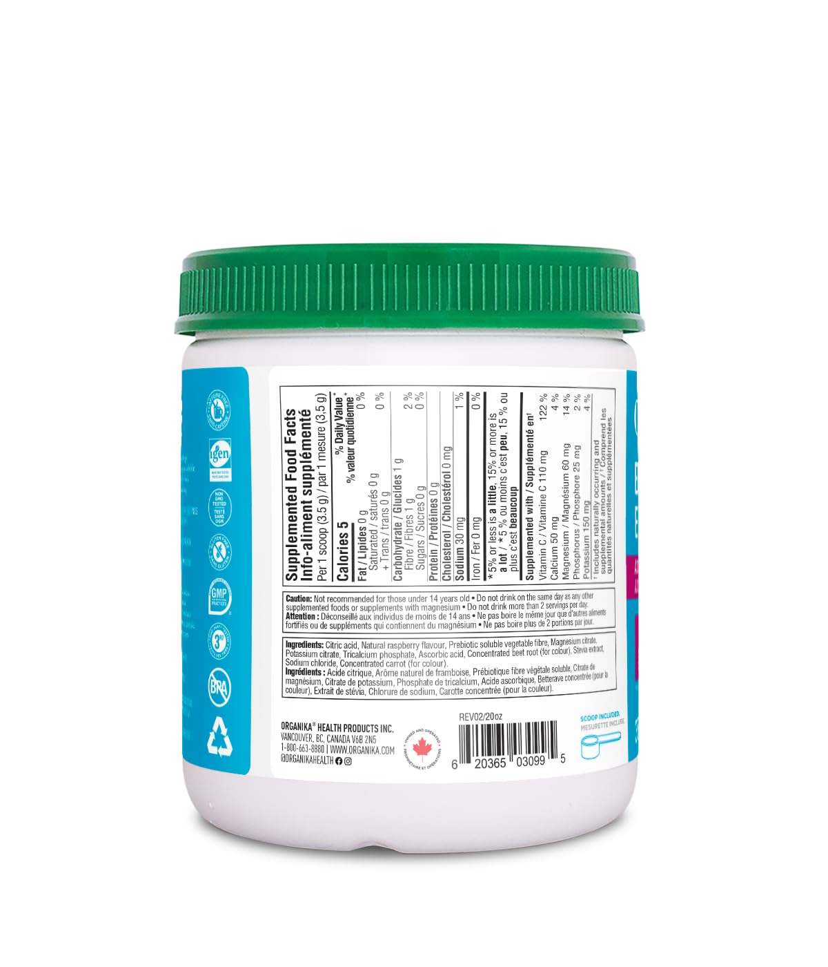 Organika Electrolyte Drink Mix - Raspberry - Zero Sugar, 350g (100 Servings)