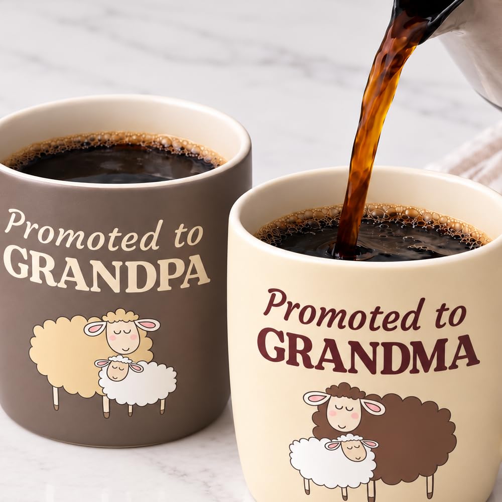 Triple Gifffted Promoted to Grandparents Coffee Mugs Gift Set,380ml Ceramic 🍁 All In One Marketplace Canada