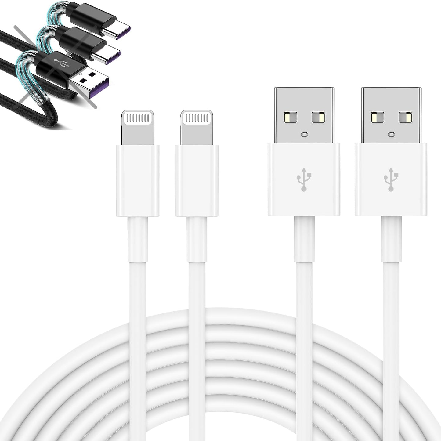 QZIIW 2 Pack [Apple MFI Certified],iPhone Fast Charger Cable 3 FT,USB to Lightning Cable 3 Foot Fast Charge Data Transfer 3 Feet Power Cord for iPhone 14 13 12 11 Pro Max Mini XR XS X 9 8 7Plus ipad - Available at All In One Marketplace Canada