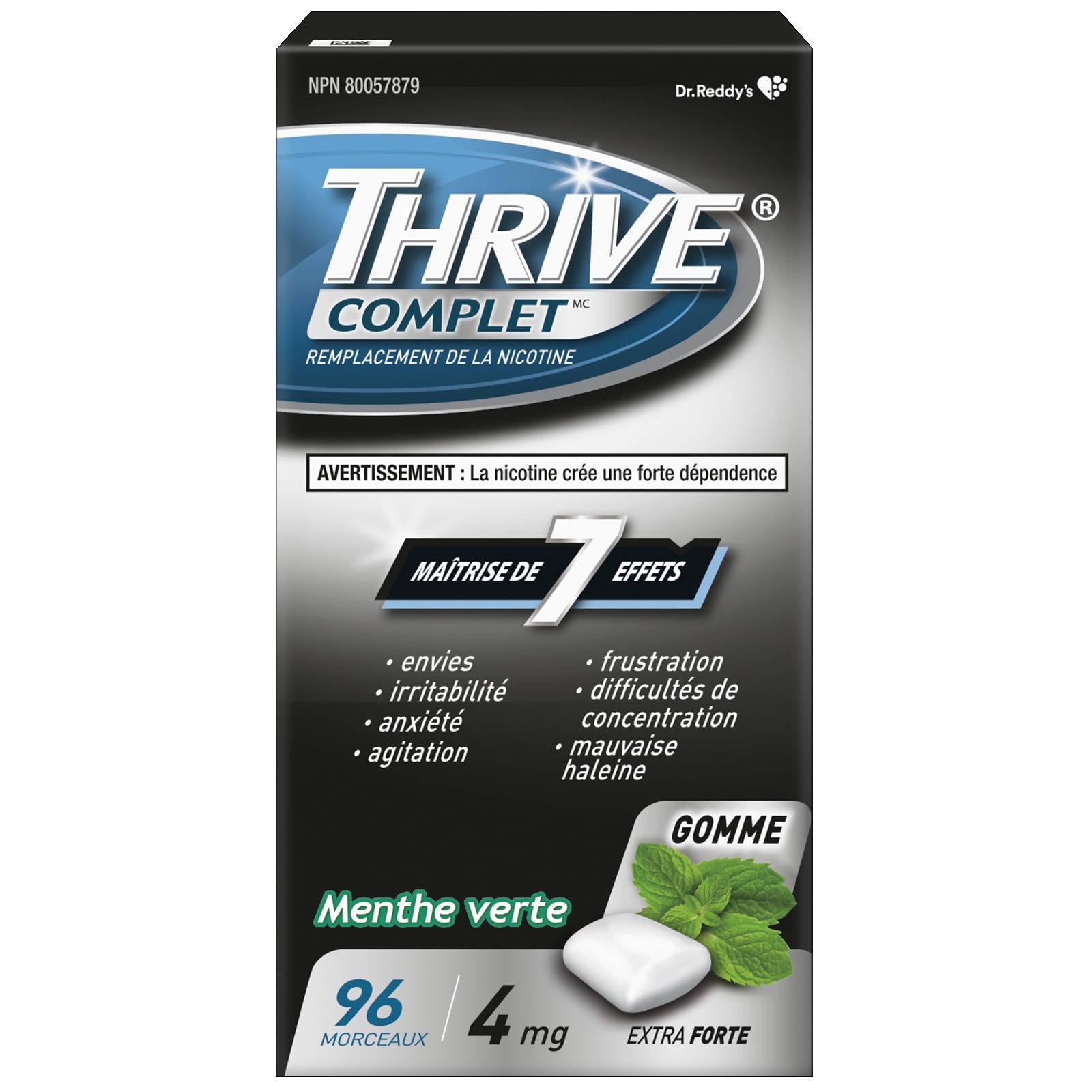 Thrive Complete Nicotine Replacement Gum, 4mg Extra Strength, Spearmint, 96 Count Thrive