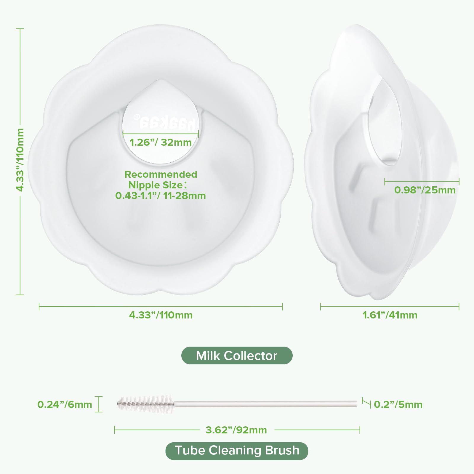 haakaa Petal Soft Silicone Milk Collector丨Discreet Leak-Protection Breast Milk Saver, Reusable Breast Shells Milk Collection Cup for Breastfeeding with Cleaning Brush- 2PCS