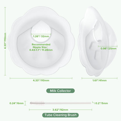 haakaa Petal Soft Silicone Milk Collector丨Discreet Leak-Protection Breast Milk Saver, Reusable Breast Shells Milk Collection Cup for Breastfeeding with Cleaning Brush- 2PCS