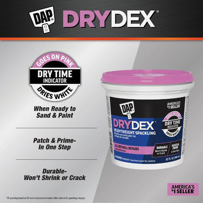 DAP 12328 DryDex Spackling Interior/Exterior, 1/2-Pint