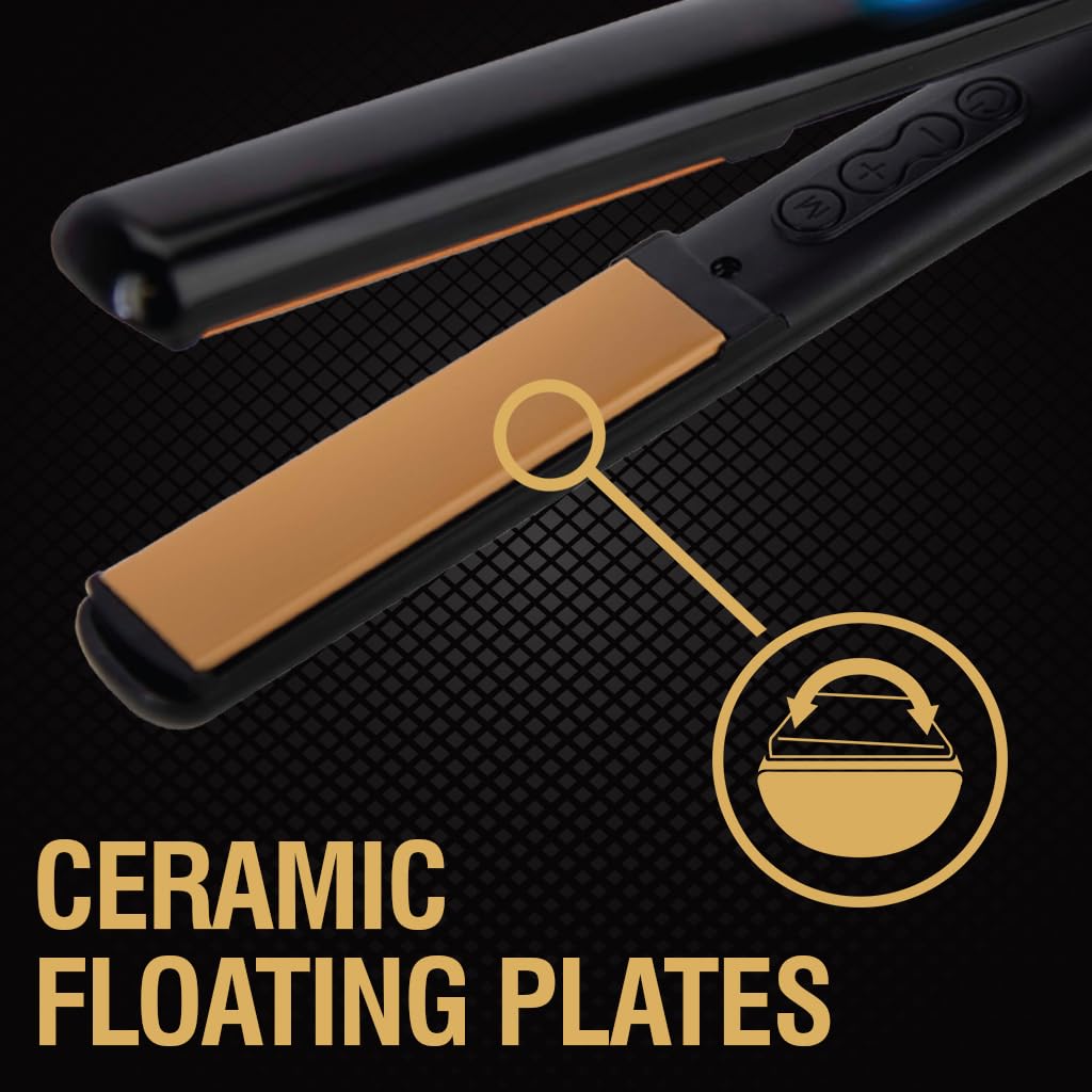 CHI Original Digital Ceramic Hairstyling Iron, Hair Straightener Delivers Shiny, Smooth Results, Even Heat for Less Damage, 1" Iron, Piano Black CHI