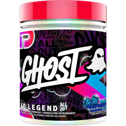 Ghost Legend All Out Pre Workout Powder | Increased Energy, Pumps, Focus | L-Citrulline, Beta Alanine, Beta Alanine Blend | Vegan, Gluten Free, Sugar Free | 40 Servings, 400g (Blue Raspberry)