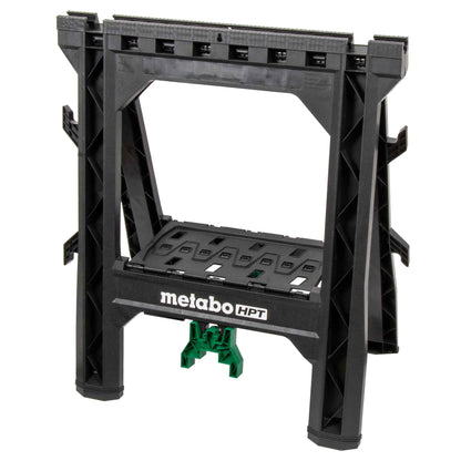 Metabo HPT Folding Sawhorses, 2-Pack, Lightweight Design, 1,200 lbs Capacity, Includes 4 Sawbucks, Ideal for Extra Workstations, Non-Skid Feet for Stability, Built-in Shelf and Cord Hooks, 115772M