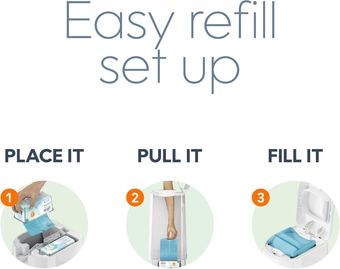 Diaper Genie Easy Roll Refill with 18 Bags - for the Diaper Genie Signature and Platinum pails | Lasts Up to 5 Months or Holds Up to 846 newborn Diapers Per Refill blue 1 Count