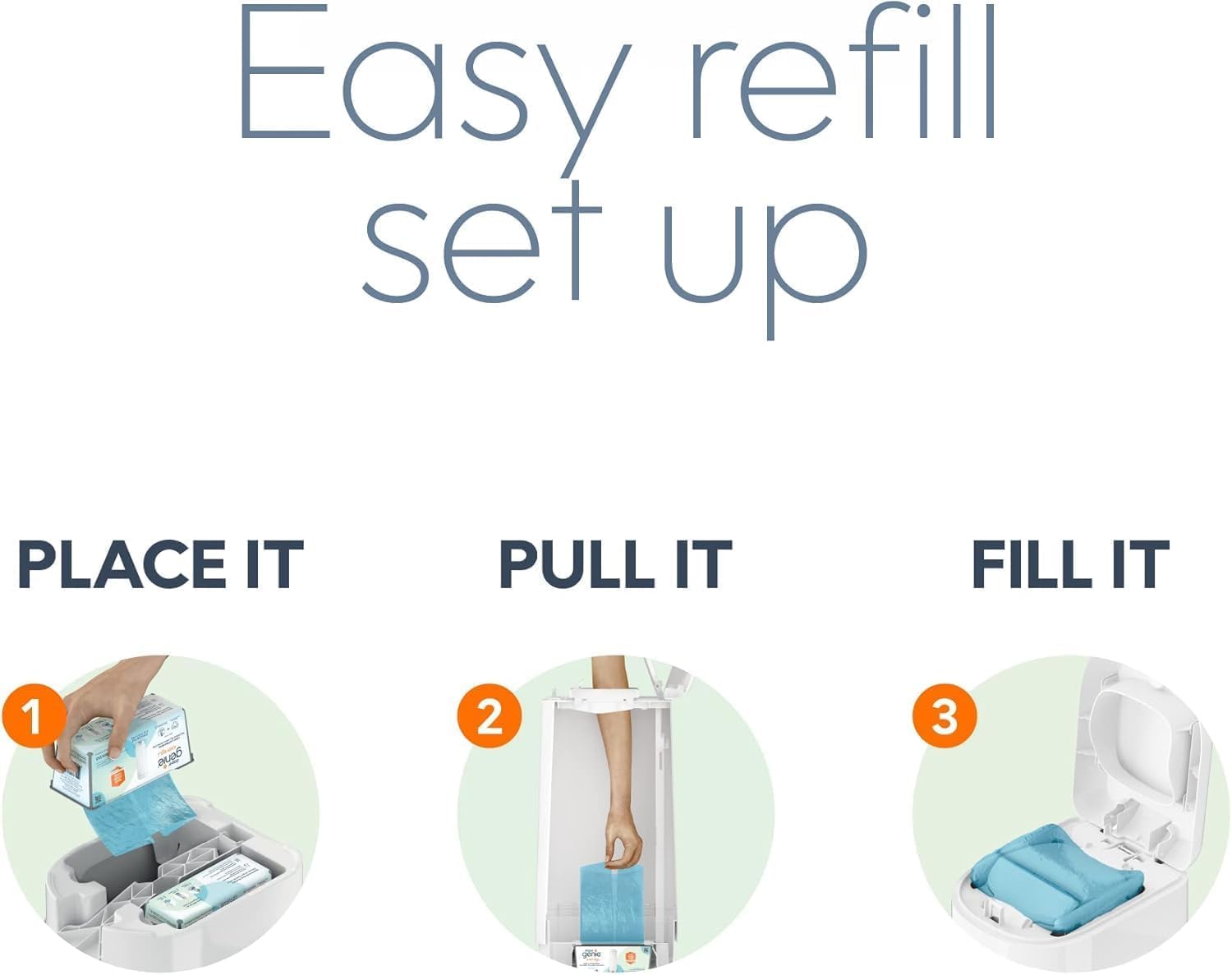 Diaper Genie Easy Roll Refill with 18 Bags - for the Diaper Genie Signature and Platinum pails | Lasts Up to 5 Months or Holds Up to 846 newborn Diapers Per Refill blue 1 Count