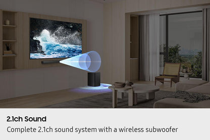 Samsung Sound Bar HW-B550F/ZC, 2.1 Channel, Subwoofer, 300 watts, Surround Sound, Bass Boost, Dolby Digital, DTS Virtual:X, Adaptive Sound, Bluetooth, HDMI ARC, Game Mode, Soundbar