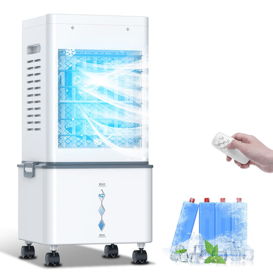 Portable Air Conditioner 8000 BTU, Windowless Air Conditioner with 6 Speeds 2 Modes, 12L Large Water Tank, 24H Timer & Remote Control, Energy Efficient Cooling Fan for Bedroom Home Office (Grey)