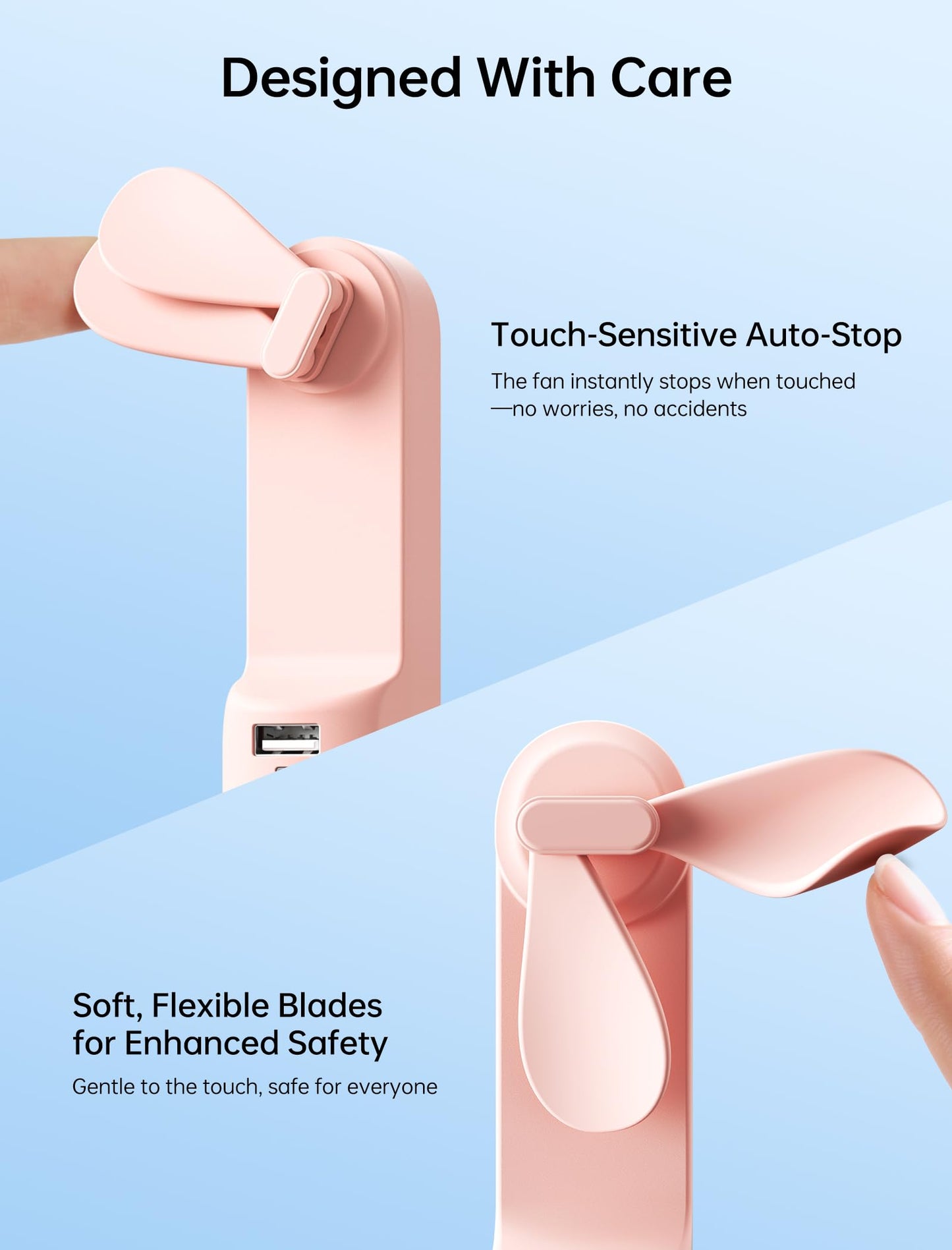 JISULIFE Handheld Mini Fan, 3 IN 1 USB Rechargeable Portable Fan [12-19 Working Hours] with Power Bank, Flashlight, Pocket Design for Travel/Summer/Concerts/Lash, Gifts for Women (Pink) - Available at All In One Marketplace Canada