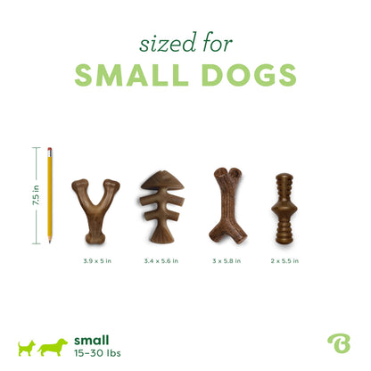 Benebone Small 4-Pack Dog Toys for Aggressive Chewers – Under 30 lbs