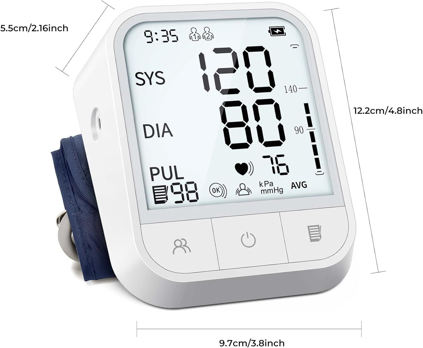 Blood Pressure Monitor Blood Pressure Machine Automatic Upper Arm Adjustable Cuff with Large Backlit Display, 2 * 99 Memory Blood Pressure Monitors for Home Use with Storage Bag - Available at All In One Marketplace Canada