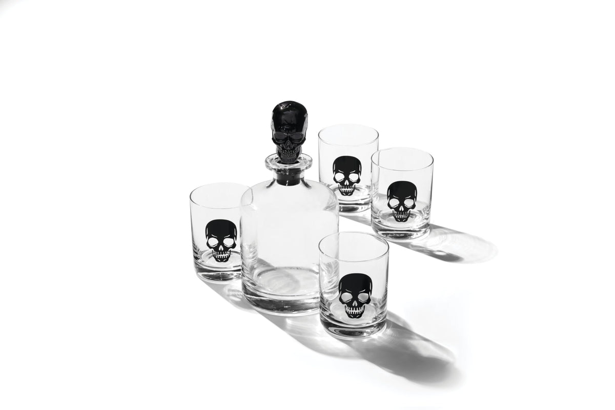 Oneida Vintro Halloween Skeleton 5-Piece Whiskey Glass Set