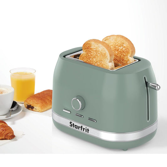 Starfrit 2-Slice Toaster – 7 Adjustable Browning Levels – Removable Tray – 850W - Sage - Available at All In One Marketplace Canada